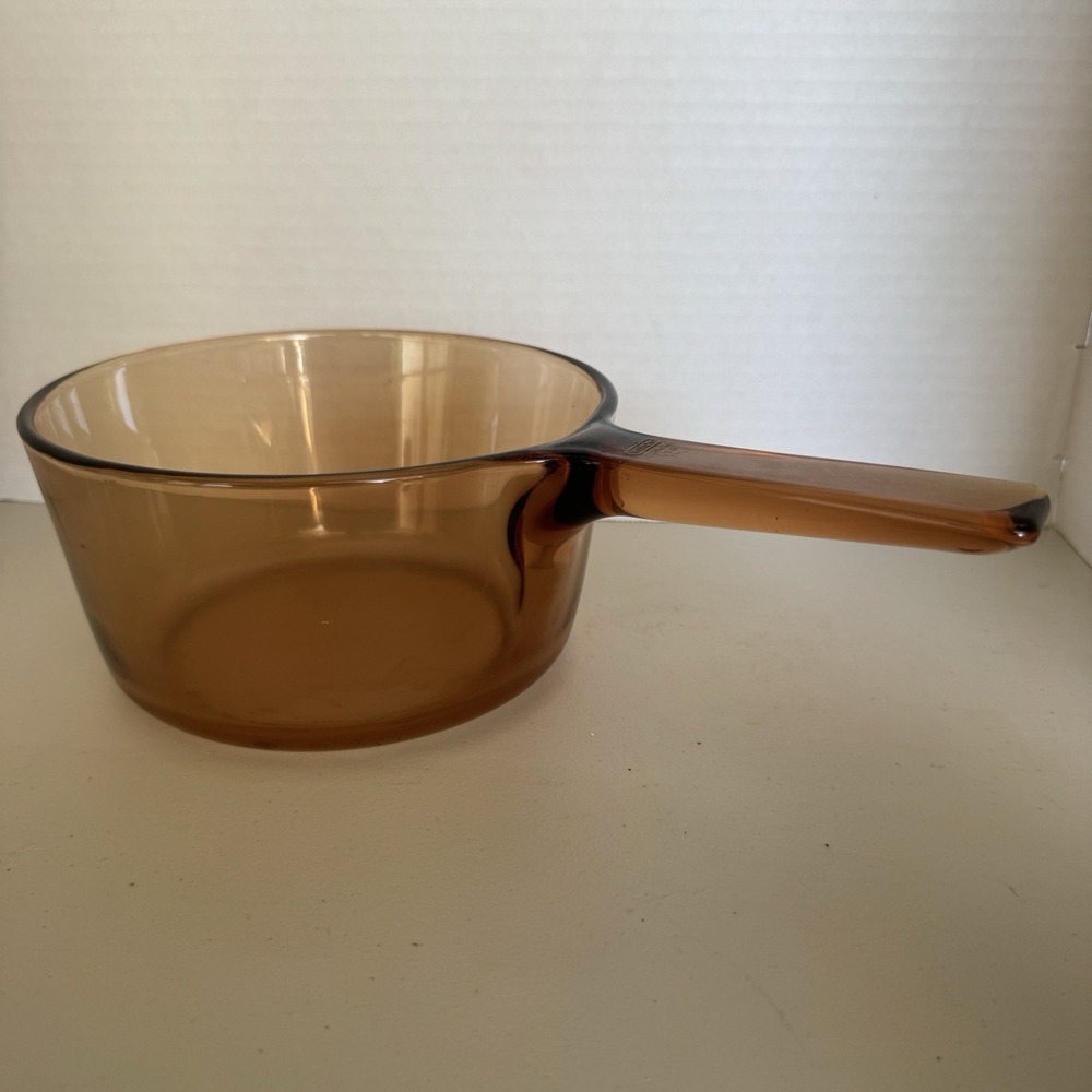 Visions Corning Sauce Pot 1.5L Brown Glass Vintage USA Cookware Saucepan